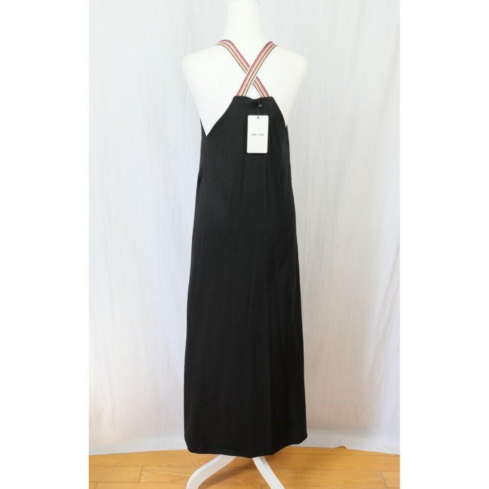 NWT Saint + Sofia Sunset Tank Dress Black Leopard Strap Scoop Neck Maxi dress - Picture 4 of 8